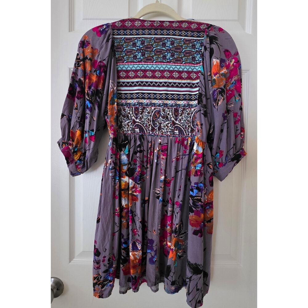 Umgee Vibrant Colorful Boho Bloom Babydoll Tunic Dress Size Small - Picture 2 of 8